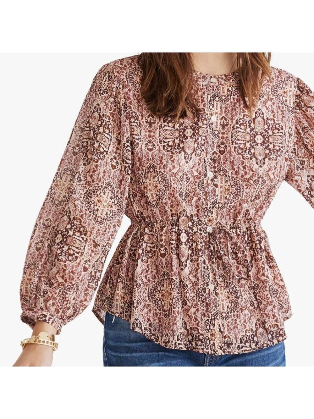 Madewell Kaleidoscope Boho Peasant Blouse, Size Small